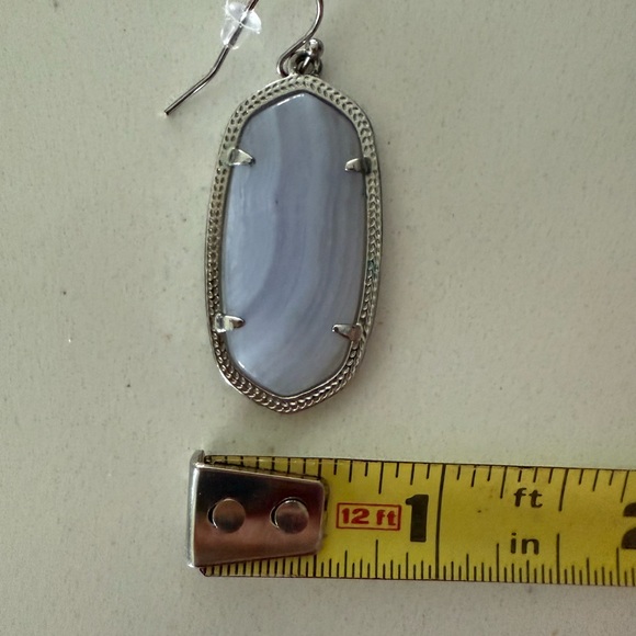 Kendra Scott Elle Silver Drop Earrings in Blue Lace Agate - Picture 5 of 5